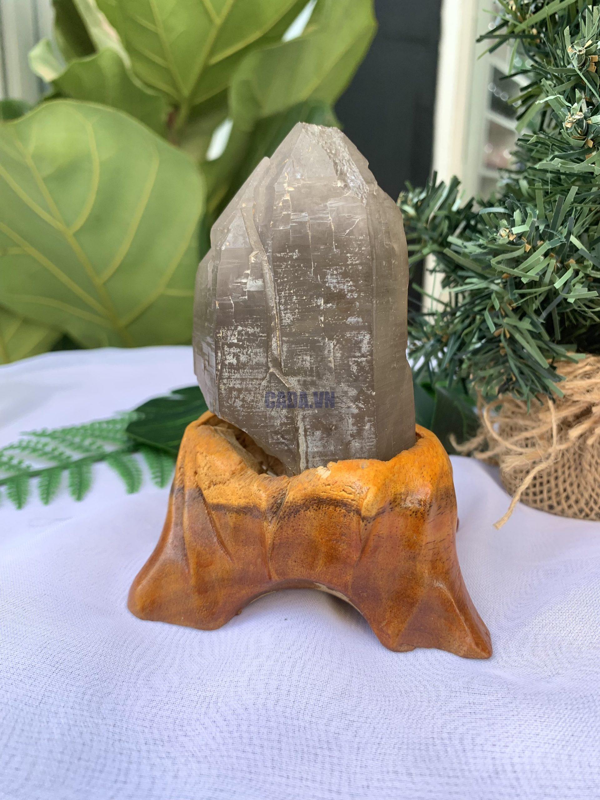 TRỤ THẠCH ANH KHÓI THÔ- RAW SMOKY QUARTZ POINT (TAK06), KL:0.318KG, KT: 12x6CM