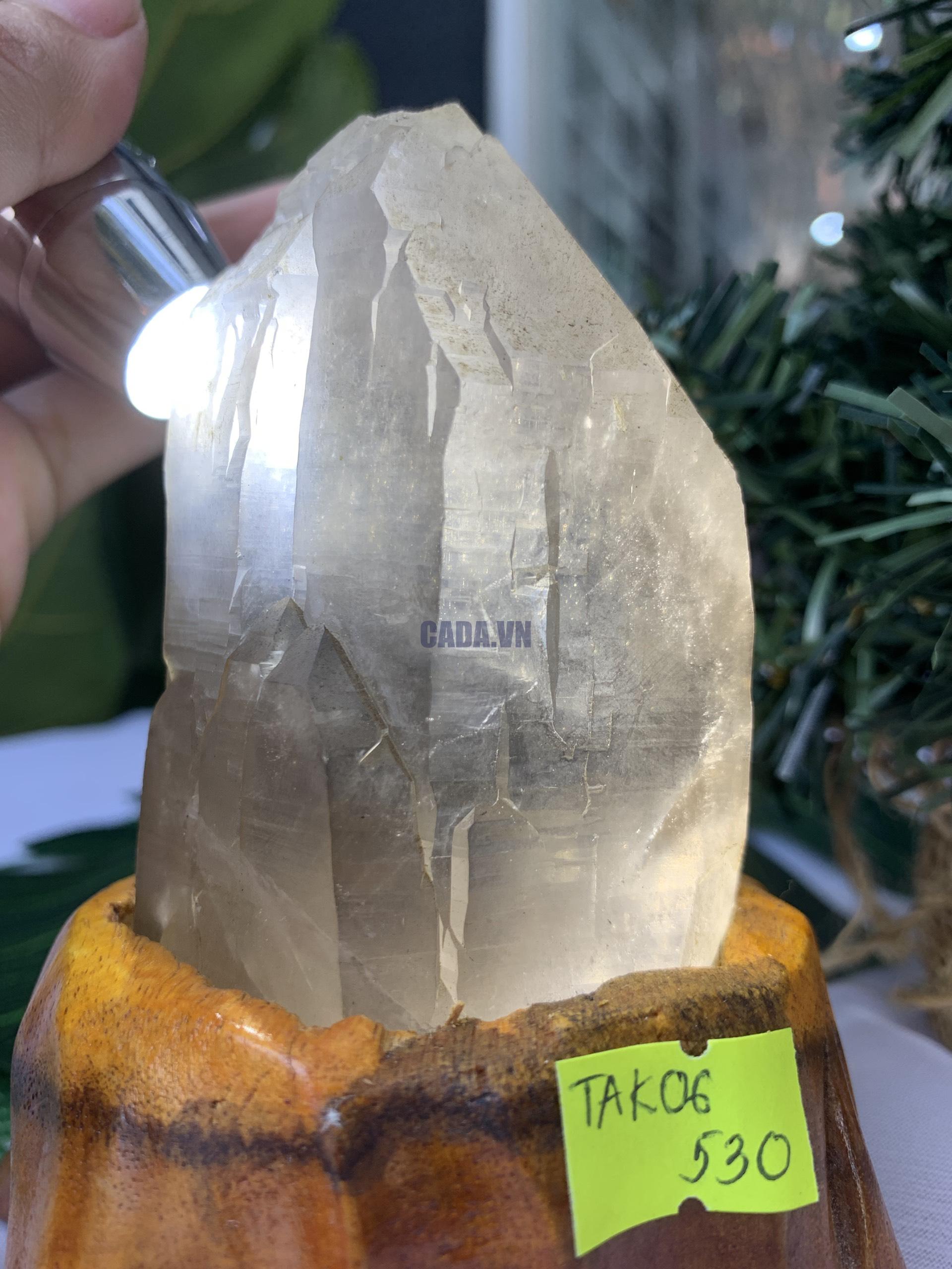 TRỤ THẠCH ANH KHÓI THÔ- RAW SMOKY QUARTZ POINT (TAK06), KL:0.318KG, KT: 12x6CM