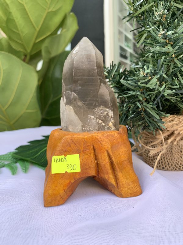 TRỤ THẠCH ANH KHÓI THÔ- RAW SMOKY QUARTZ POINT (TAK09), KL:0.186KG, KT: 13.2x5.5CM