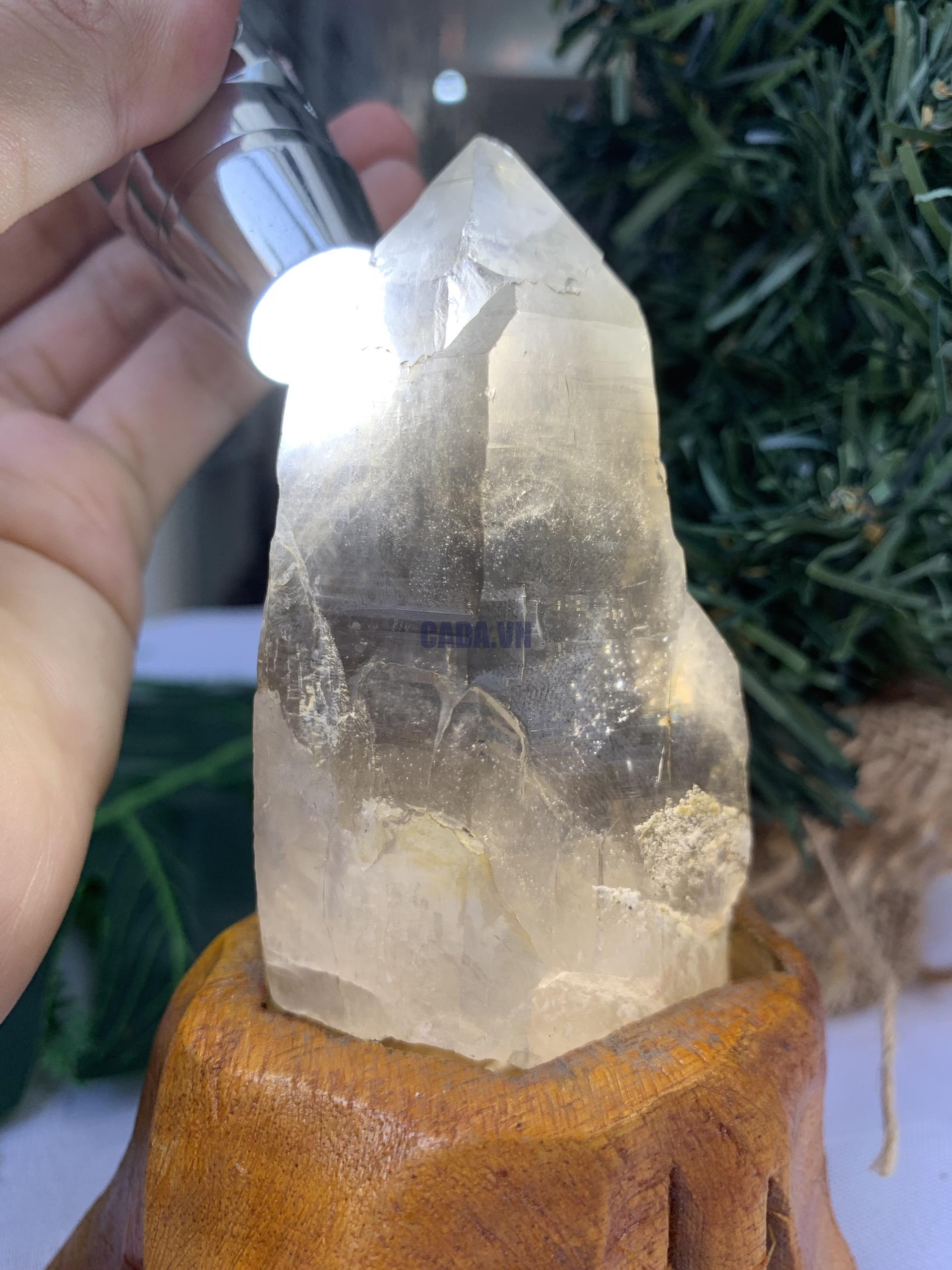 TRỤ THẠCH ANH KHÓI THÔ- RAW SMOKY QUARTZ POINT (TAK09), KL:0.186KG, KT: 13.2x5.5CM