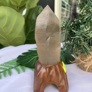 TRỤ THẠCH ANH KHÓI THÔ- RAW SMOKY QUARTZ POINT (TAK02), KL:0.302KG, KT: 13.7x5.2CM