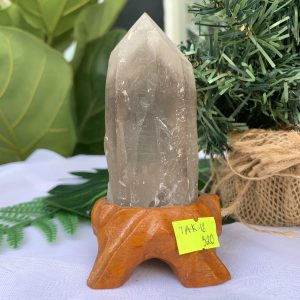 TRỤ THẠCH ANH KHÓI THÔ- RAW SMOKY QUARTZ POINT (TAK12), KL:0.178KG, KT: 11.5x4.5CM