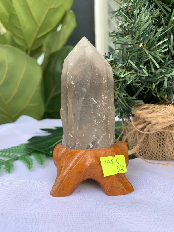 TRỤ THẠCH ANH KHÓI THÔ- RAW SMOKY QUARTZ POINT (TAK12), KL:0.178KG, KT: 11.5x4.5CM