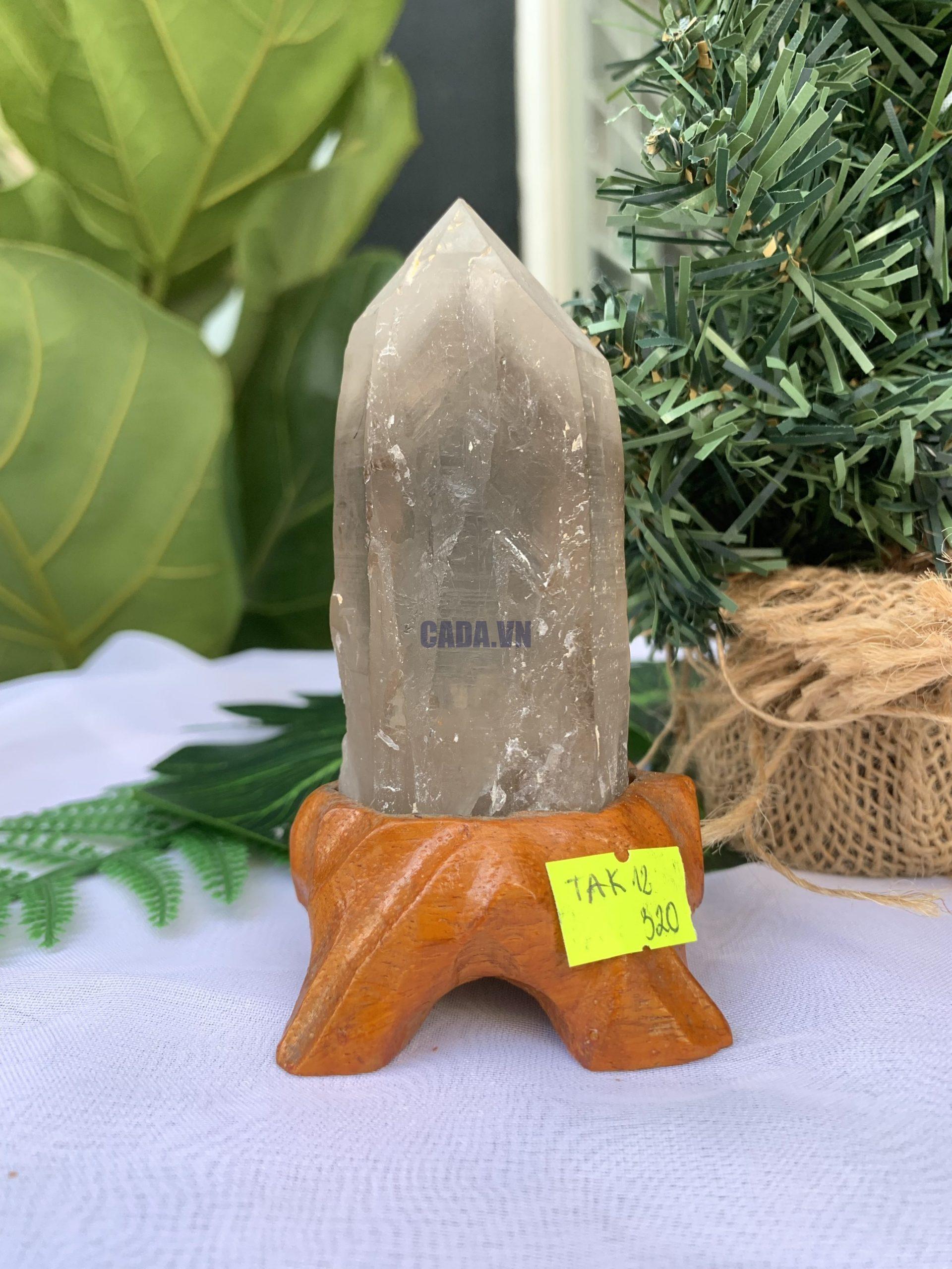 TRỤ THẠCH ANH KHÓI THÔ- RAW SMOKY QUARTZ POINT (TAK12), KL:0.178KG, KT: 11.5x4.5CM