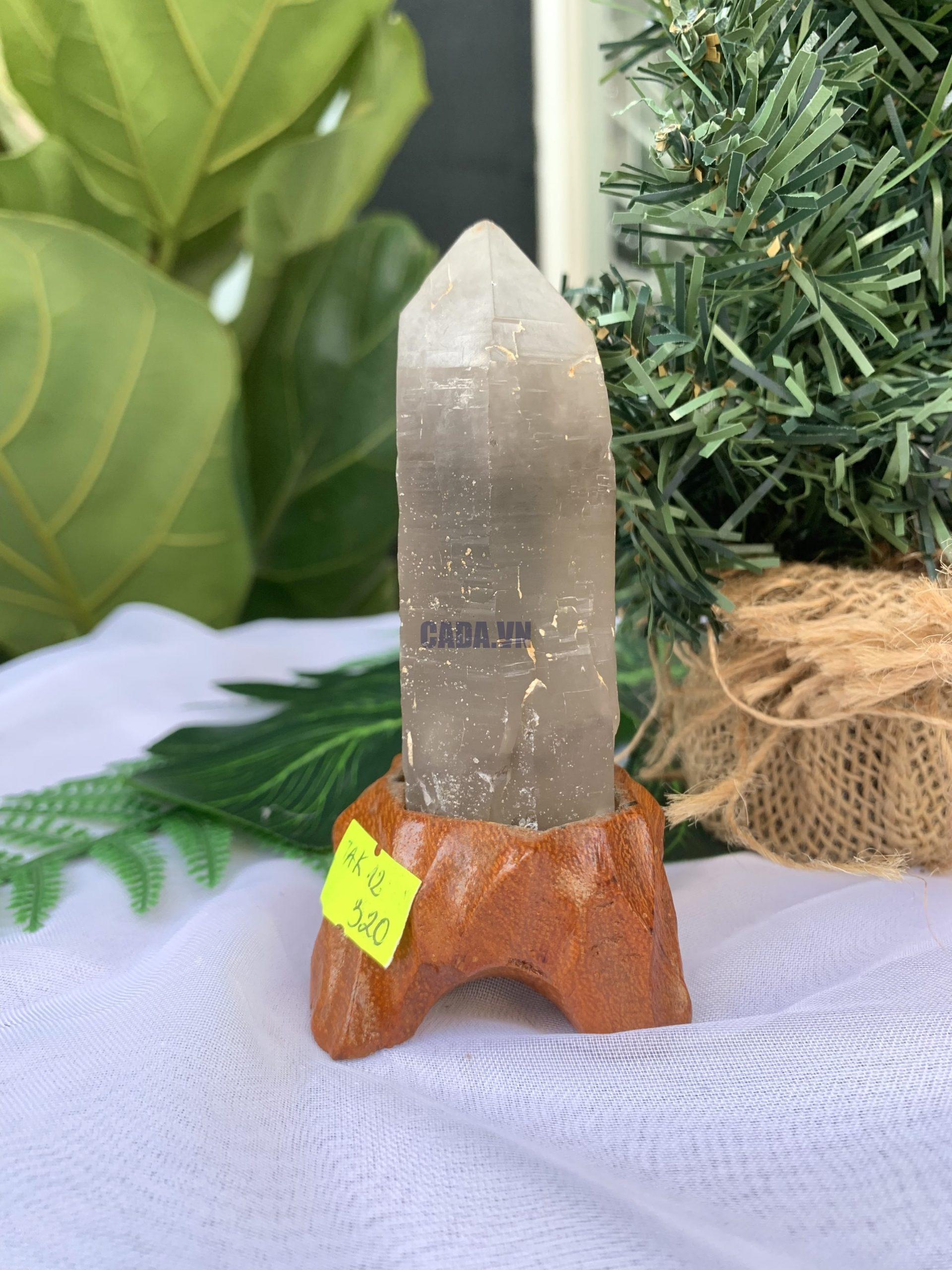 TRỤ THẠCH ANH KHÓI THÔ- RAW SMOKY QUARTZ POINT (TAK12), KL:0.178KG, KT: 11.5x4.5CM