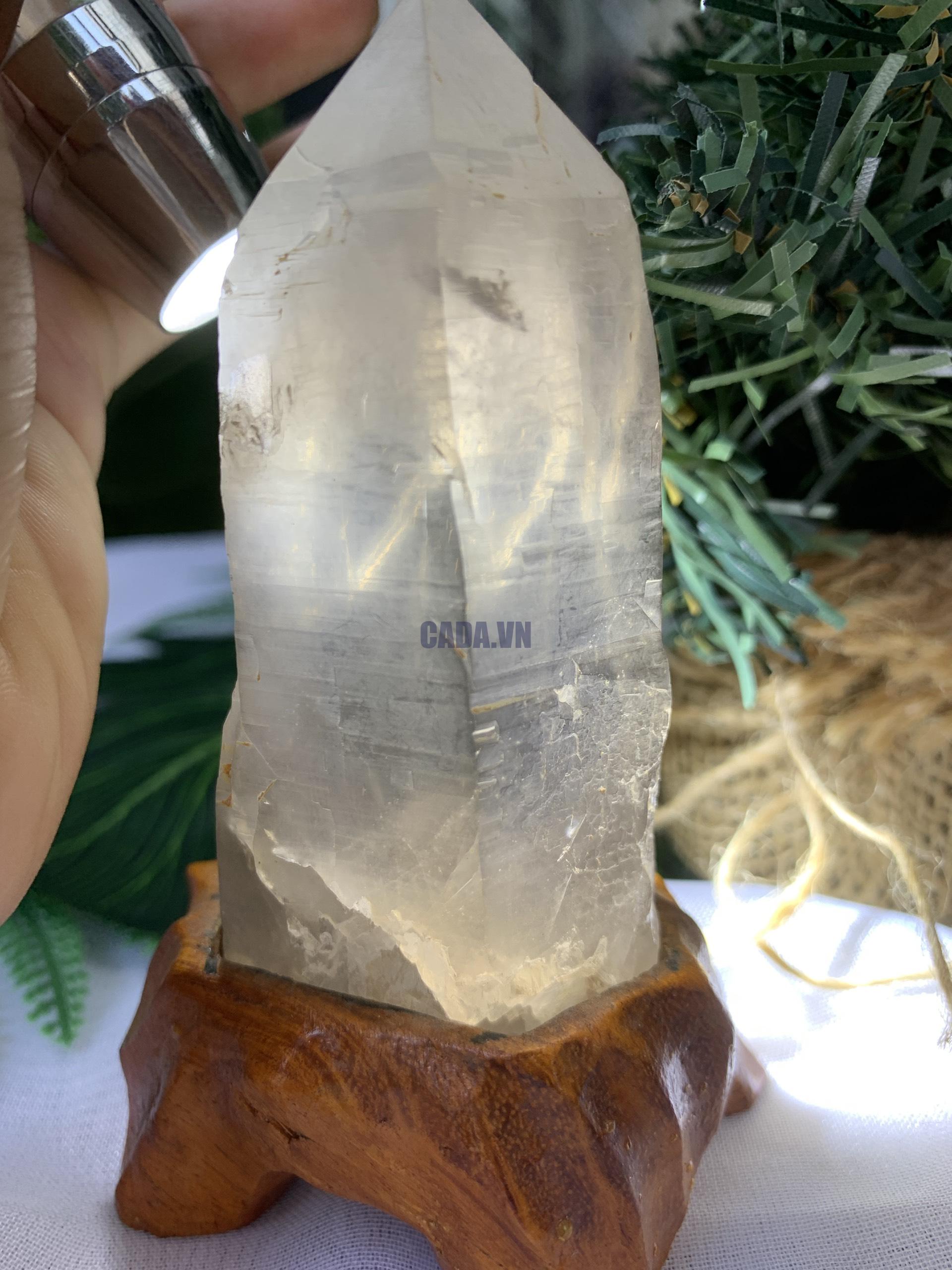 TRỤ THẠCH ANH KHÓI THÔ- RAW SMOKY QUARTZ POINT (TAK12), KL:0.178KG, KT: 11.5x4.5CM