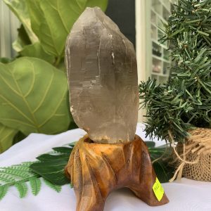 TRỤ THẠCH ANH KHÓI THÔ- RAW SMOKY QUARTZ POINT (TAK20), KL:0.748KG, KT: 18x8CM
