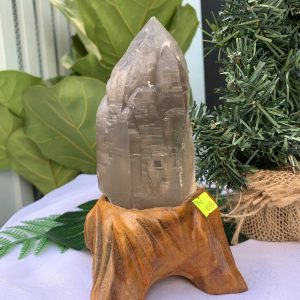 TRỤ THẠCH ANH KHÓI THÔ- RAW SMOKY QUARTZ POINT (TAK16), KL:0.668KG, KT: 10.7x8CM