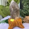TRỤ THẠCH ANH KHÓI THÔ- RAW SMOKY QUARTZ POINT (TAK16), KL:0.668KG, KT: 10.7x8CM