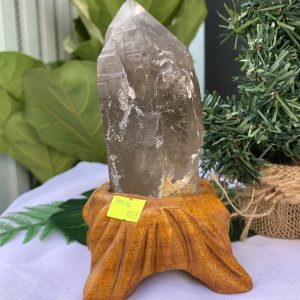 TRỤ THẠCH ANH KHÓI THÔ- RAW SMOKY QUARTZ POINT (TAK16), KL:0.668KG, KT: 10.7x8CM
