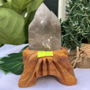 TRỤ THẠCH ANH KHÓI THÔ- RAW SMOKY QUARTZ POINT (TAK19), KL:0.324KG, KT: 13.8x6.2CM