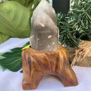 TRỤ THẠCH ANH KHÓI THÔ- RAW SMOKY QUARTZ POINT (TAK19), KL:0.324KG, KT: 13.8x6.2CM