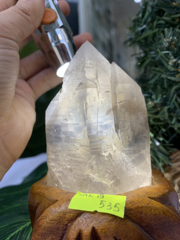 TRỤ THẠCH ANH KHÓI THÔ- RAW SMOKY QUARTZ POINT (TAK19), KL:0.324KG, KT: 13.8x6.2CM