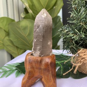 TRỤ THẠCH ANH KHÓI THÔ- RAW SMOKY QUARTZ POINT (TAK18), KL:0.280KG, KT: 14.2x5.3CM