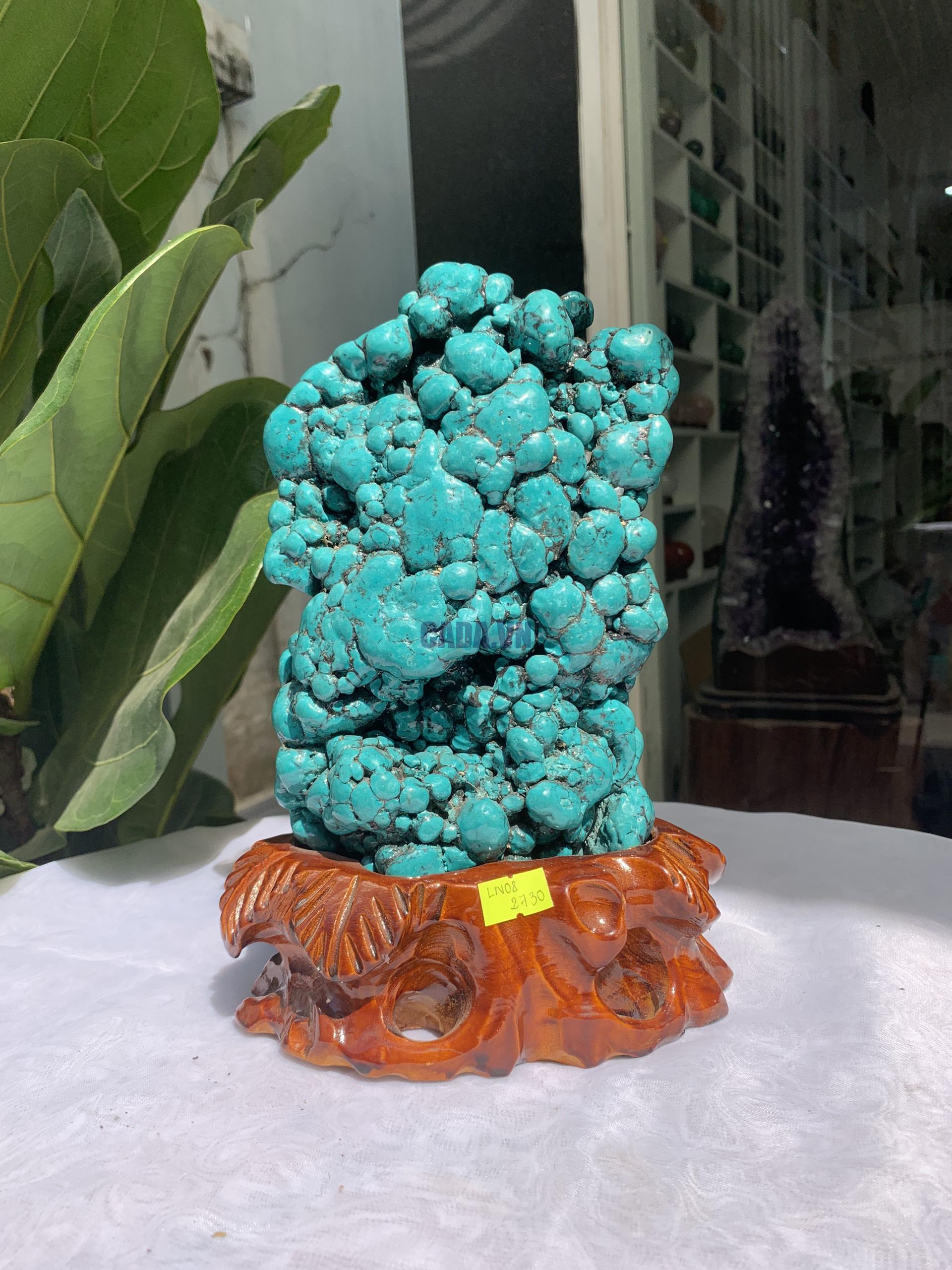 Đá Lam Ngọc – Turquoise (LN08), KL: 3.642 KG, KT: 25.7×13CM