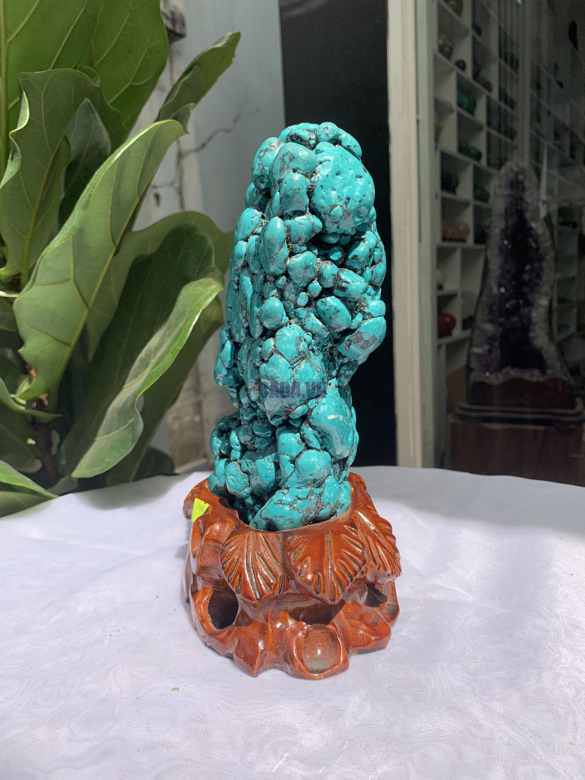 Đá Lam Ngọc – Turquoise (LN08), KL: 3.642 KG, KT: 25.7×13CM