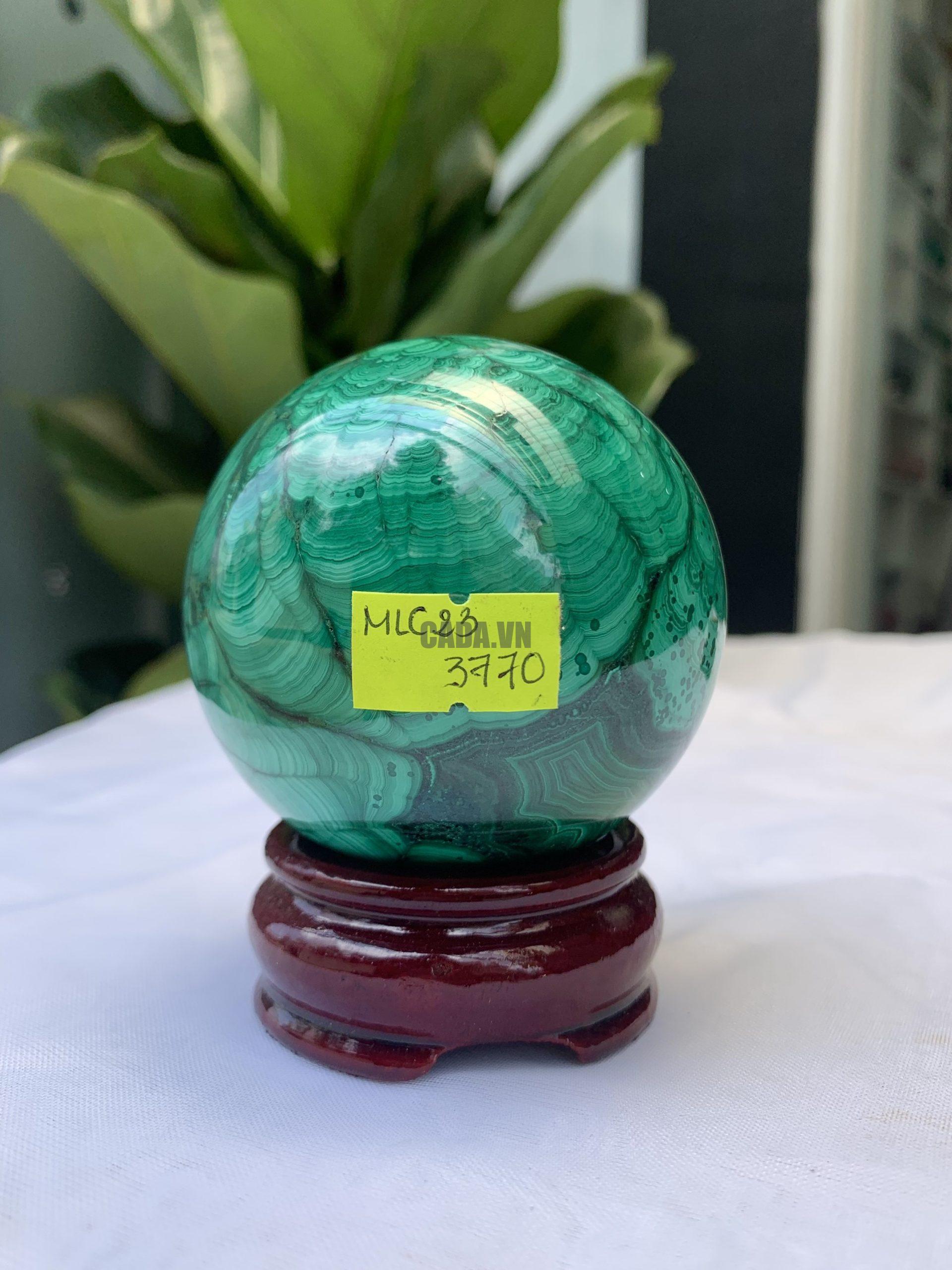 Bi cầu đá Lông Công – Đá Khổng Tước – Malachite Sphere, ĐK: 7 CM, KL: 0.628 KG (MLC23)