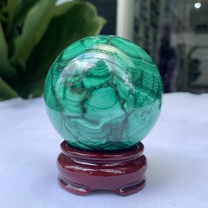 Bi cầu đá Lông Công – Đá Khổng Tước – Malachite Sphere, ĐK: 7 CM, KL: 0.628 KG (MLC23)