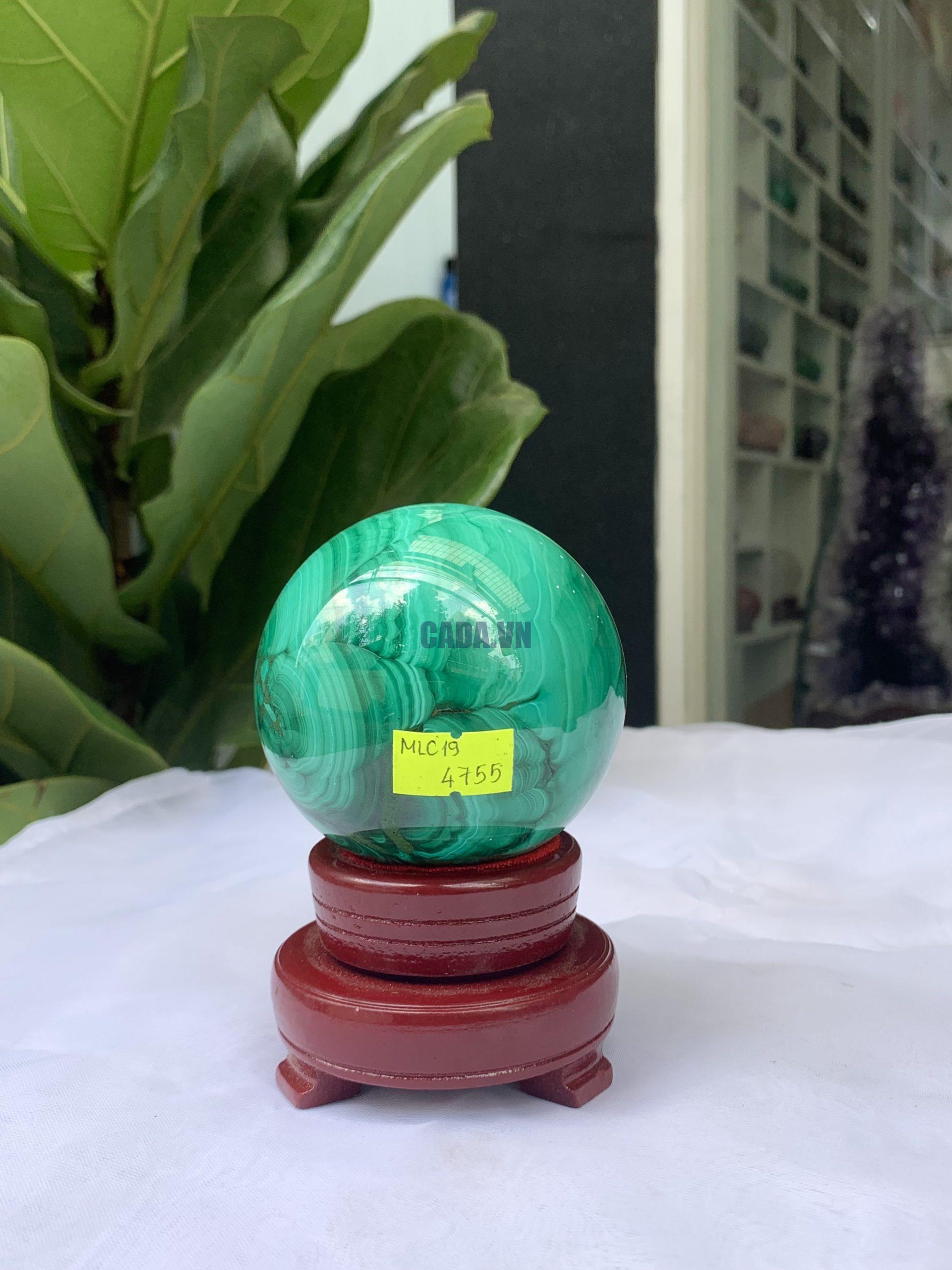 Bi Cầu Đá Khổng Tước – Malachite Sphere