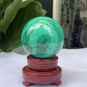 Bi cầu đá Lông Công – Đá Khổng Tước – Malachite Sphere, ĐK: 7.4 CM, KL: 0.792 KG (MLC19)