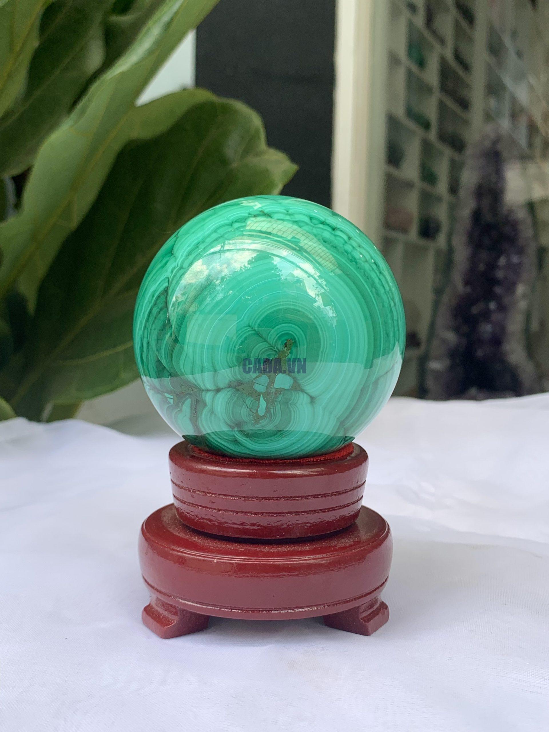 Bi Cầu Đá Khổng Tước – Malachite Sphere