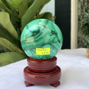 Bi cầu đá Lông Công – Đá Khổng Tước – Malachite Sphere, ĐK: 7.5 CM, KL: 0.802 KG (MLC27)