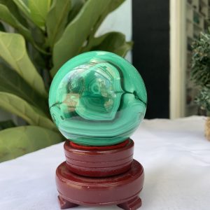 Bi cầu đá Lông Công – Đá Khổng Tước – Malachite Sphere, ĐK: 7.5 CM, KL: 0.802 KG (MLC27)