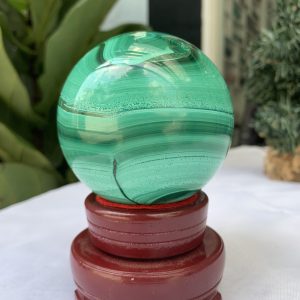 Bi cầu đá Lông Công – Đá Khổng Tước – Malachite Sphere, ĐK: 7.5 CM, KL: 0.802 KG (MLC27)