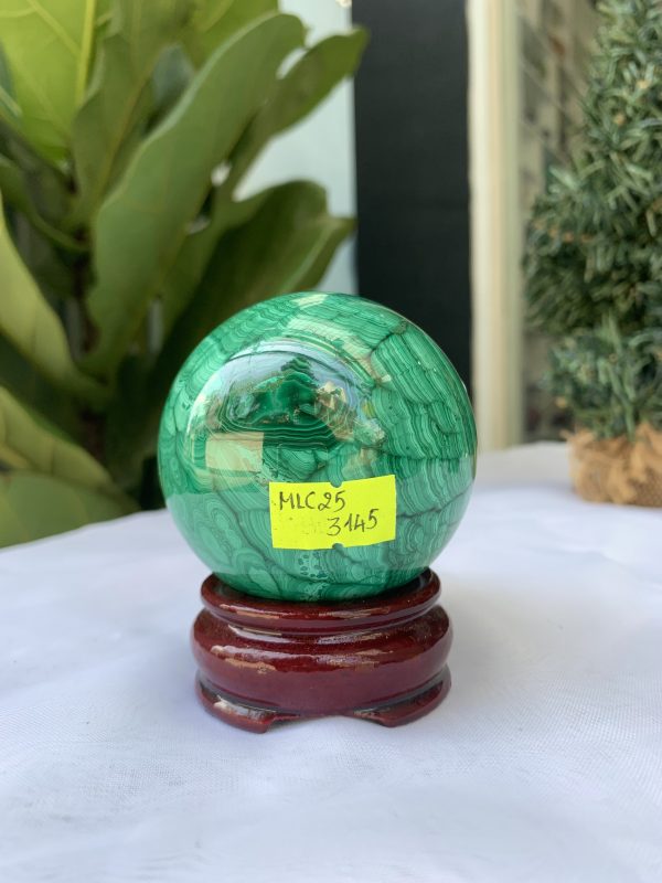 Bi cầu đá Lông Công – Đá Khổng Tước – Malachite Sphere, ĐK: 6.4 CM, KL: 0.524 KG (MLC25)