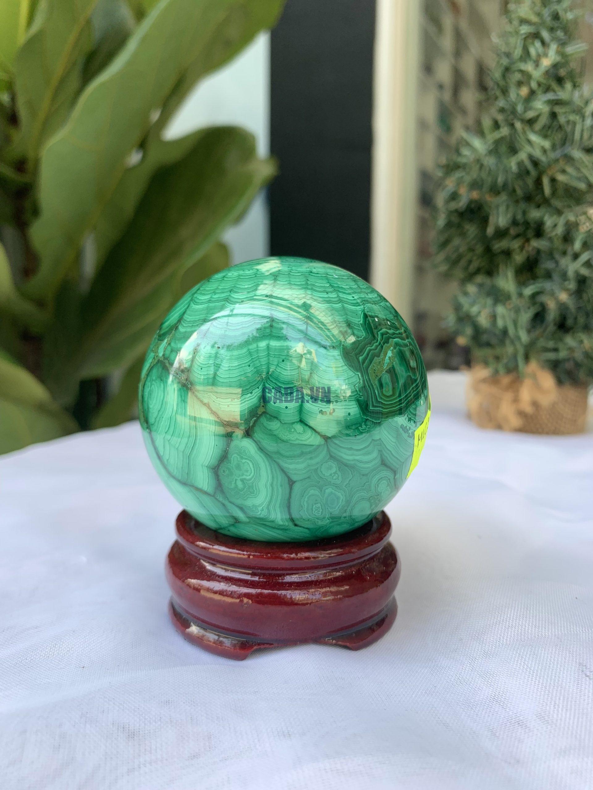 Bi cầu đá Lông Công – Đá Khổng Tước – Malachite Sphere, ĐK: 6.4 CM, KL: 0.524 KG (MLC25) 