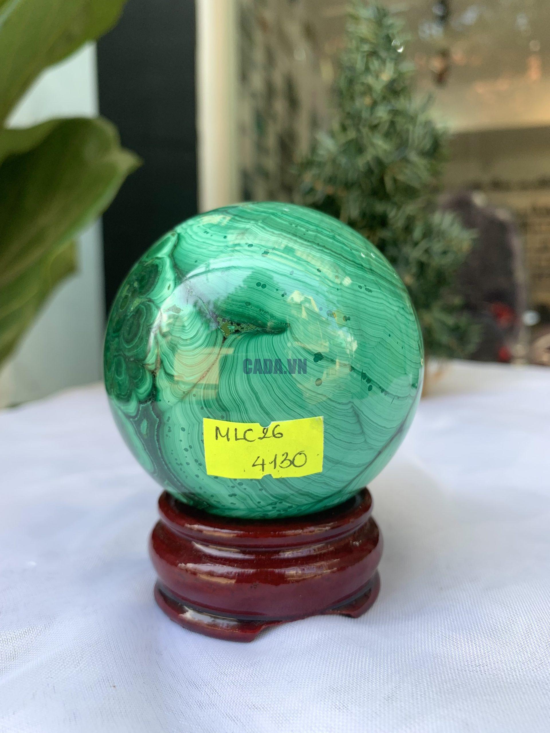 Bi cầu đá Đá Khổng Tước – Malachite Sphere, ĐK: 7.1 CM, KL: 0.688 KG (MLC26)