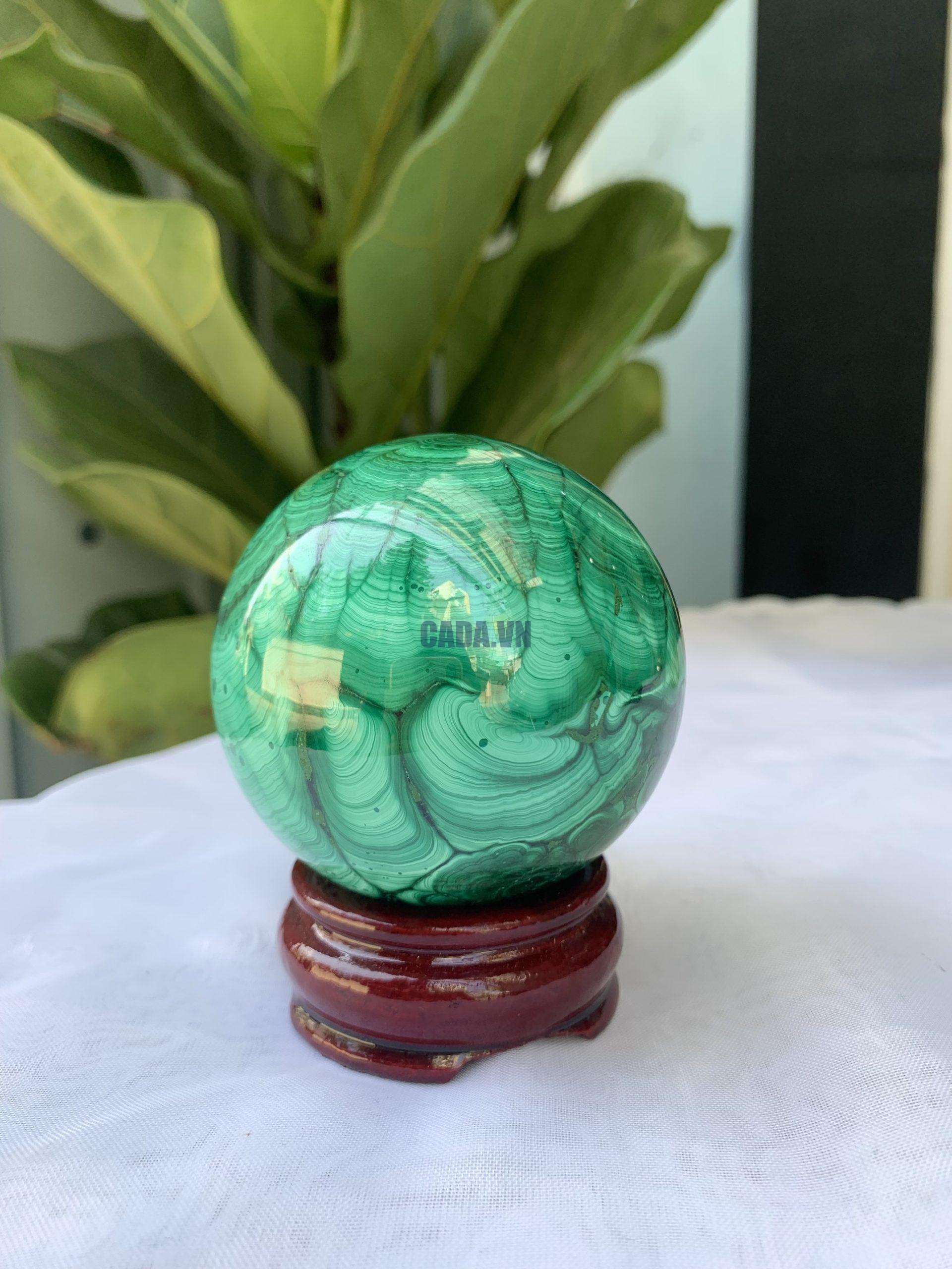 Quả Cầu Đá Khổng Tước – Malachite Sphere, ĐK: 7.1 CM, KL: 0.688 KG (MLC26)