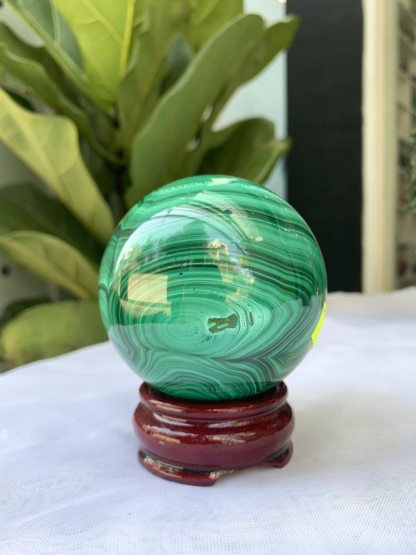 Bi cầu đá Lông Công – Đá Khổng Tước – Malachite Sphere, ĐK: 7.4 CM, KL: 0.808 KG (MLC20)