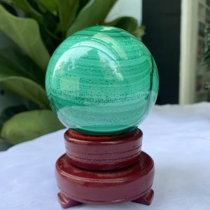 Bi cầu đá Lông Công – Đá Khổng Tước – Malachite Sphere, ĐK: 7.5 CM, KL: 0.840 KG (MLC21)
