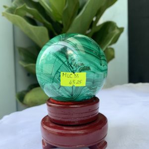Bi cầu đá Lông Công – Đá Khổng Tước – Malachite Sphere, ĐK: 7.3 CM, KL: 0.754 KG (MLC33)
