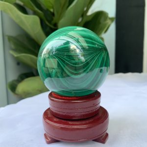 Bi cầu đá Lông Công – Đá Khổng Tước – Malachite Sphere, ĐK: 7.3 CM, KL: 0.754 KG (MLC33)