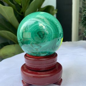Bi cầu đá Lông Công – Đá Khổng Tước – Malachite Sphere, ĐK: 7.3 CM, KL: 0.754 KG (MLC33)