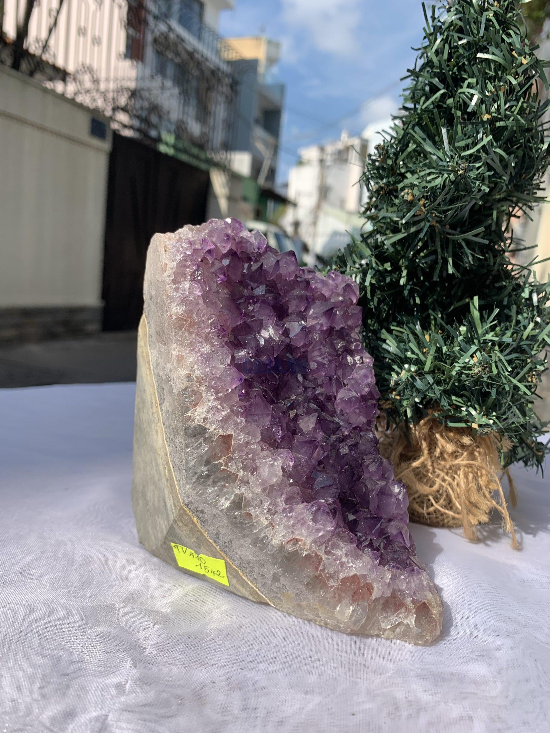 HỐC THẠCH ANH TÍM NHỎ – SMALL AMETHYST GEODE (TV410), KL: 1.542KG, KT: 12,5x9,3 CM