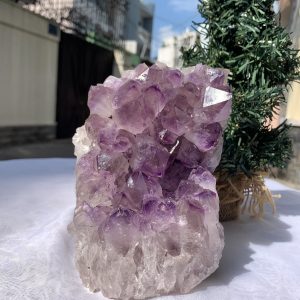 HỐC THẠCH ANH TÍM NHỎ – SMALL AMETHYST GEODE (TV407), KL: 2.216KG, KT: 13,2x10,5 CM