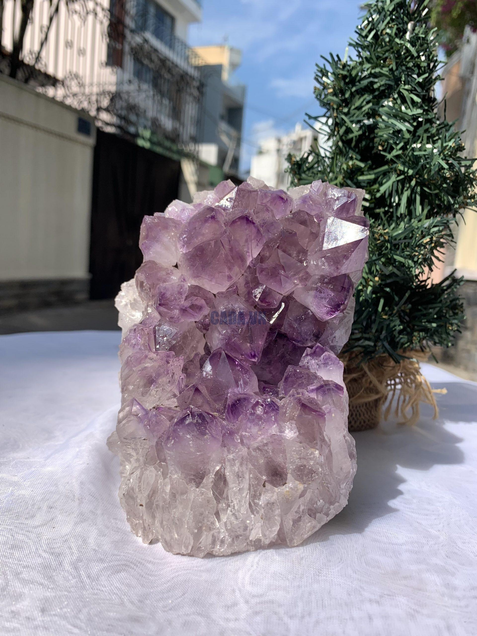 HỐC THẠCH ANH TÍM NHỎ – SMALL AMETHYST GEODE (TV407), KL: 2.216KG, KT: 13,2x10,5 CM 