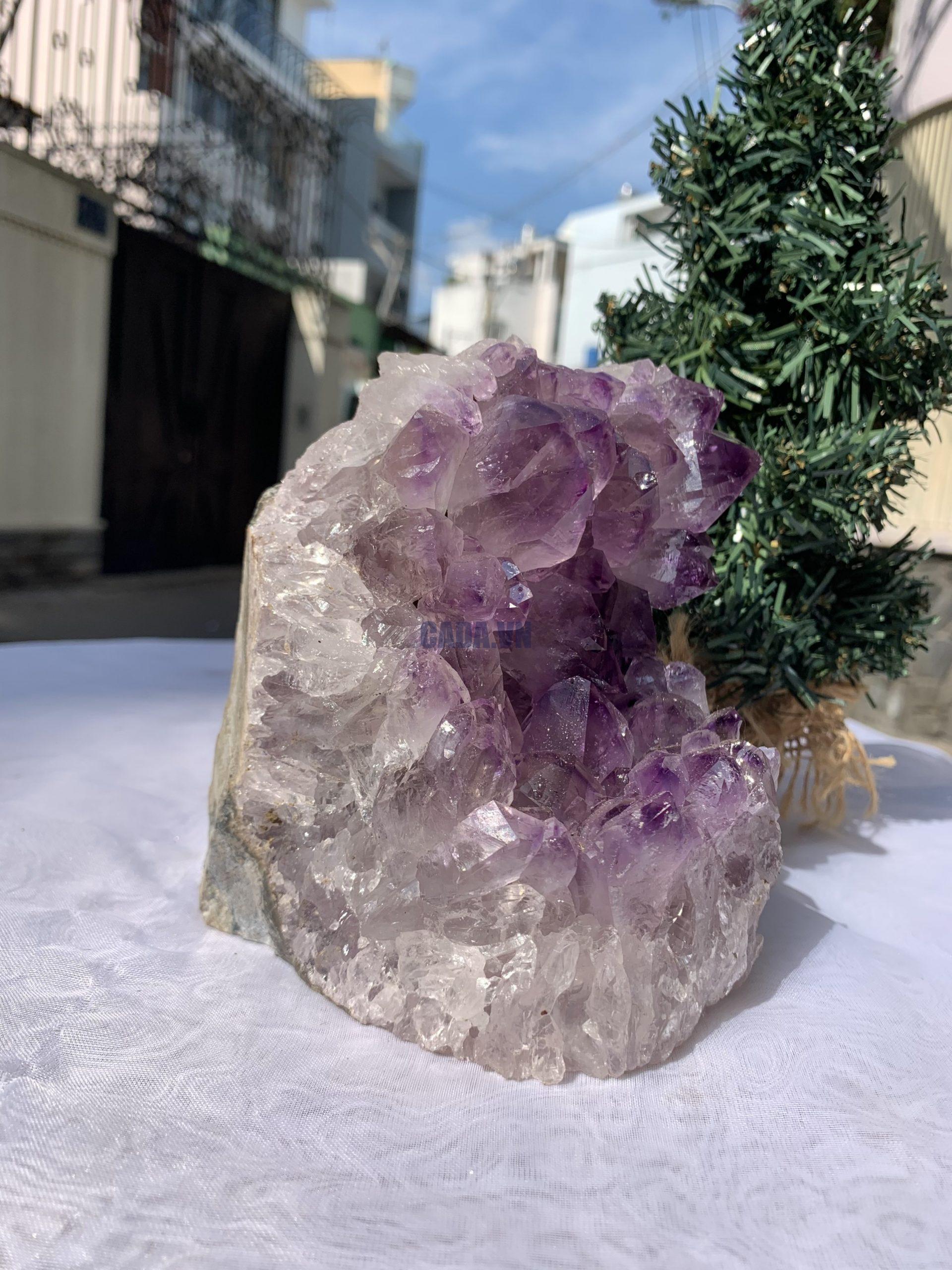 HỐC THẠCH ANH TÍM NHỎ – SMALL AMETHYST GEODE (TV407), KL: 2.216KG, KT: 13,2x10,5 CM