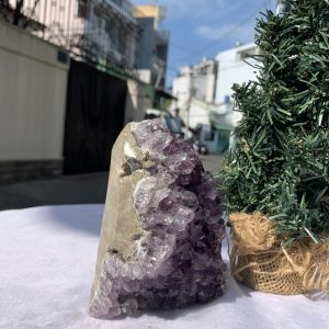 HỐC THẠCH ANH TÍM NHỎ – SMALL AMETHYST GEODE (TV412), KL: 1.196KG, KT: 12,8x10 CM