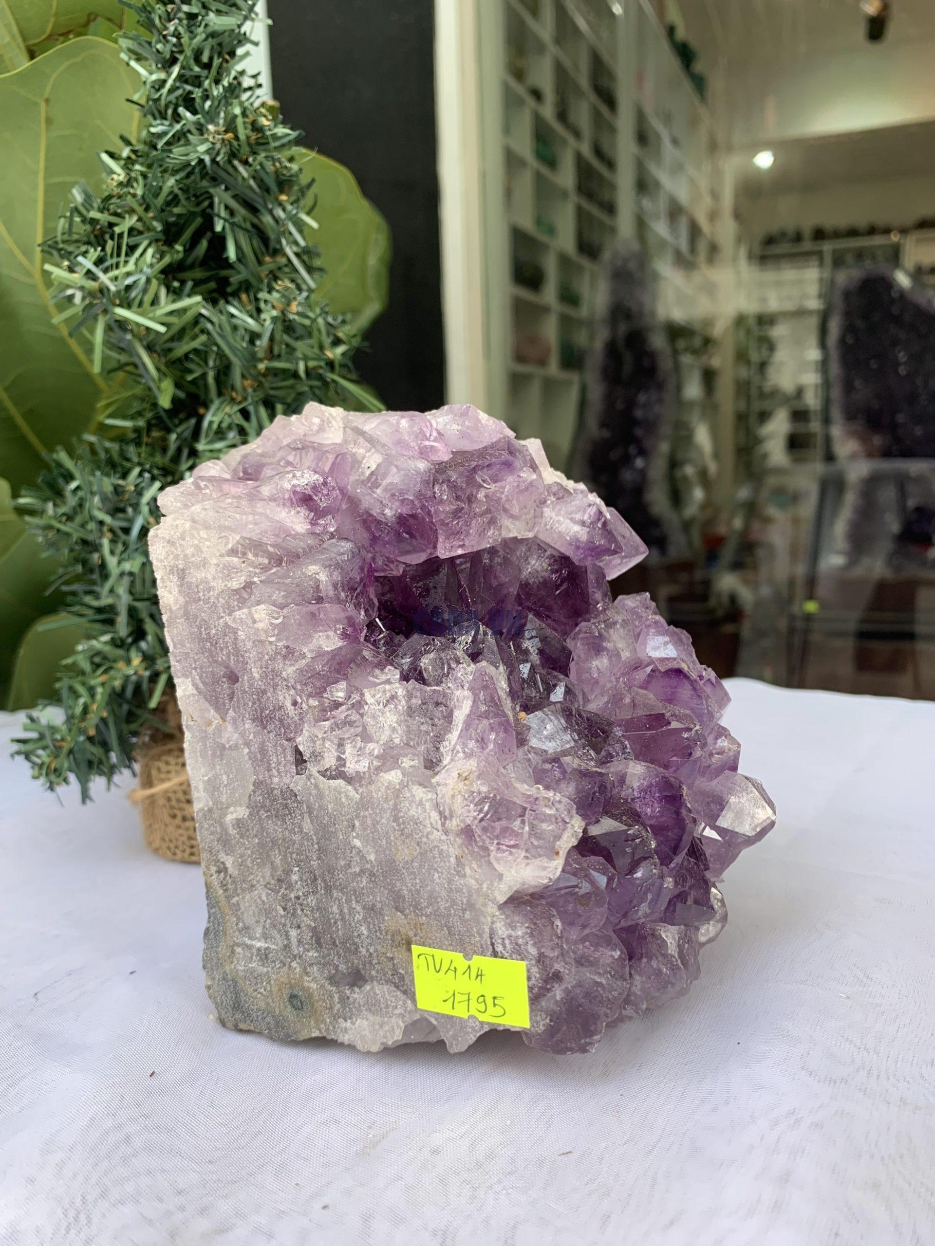 HỐC THẠCH ANH TÍM NHỎ – SMALL AMETHYST GEODE (TV414), KL: 1.794 KG, KT: 13×10.5CM