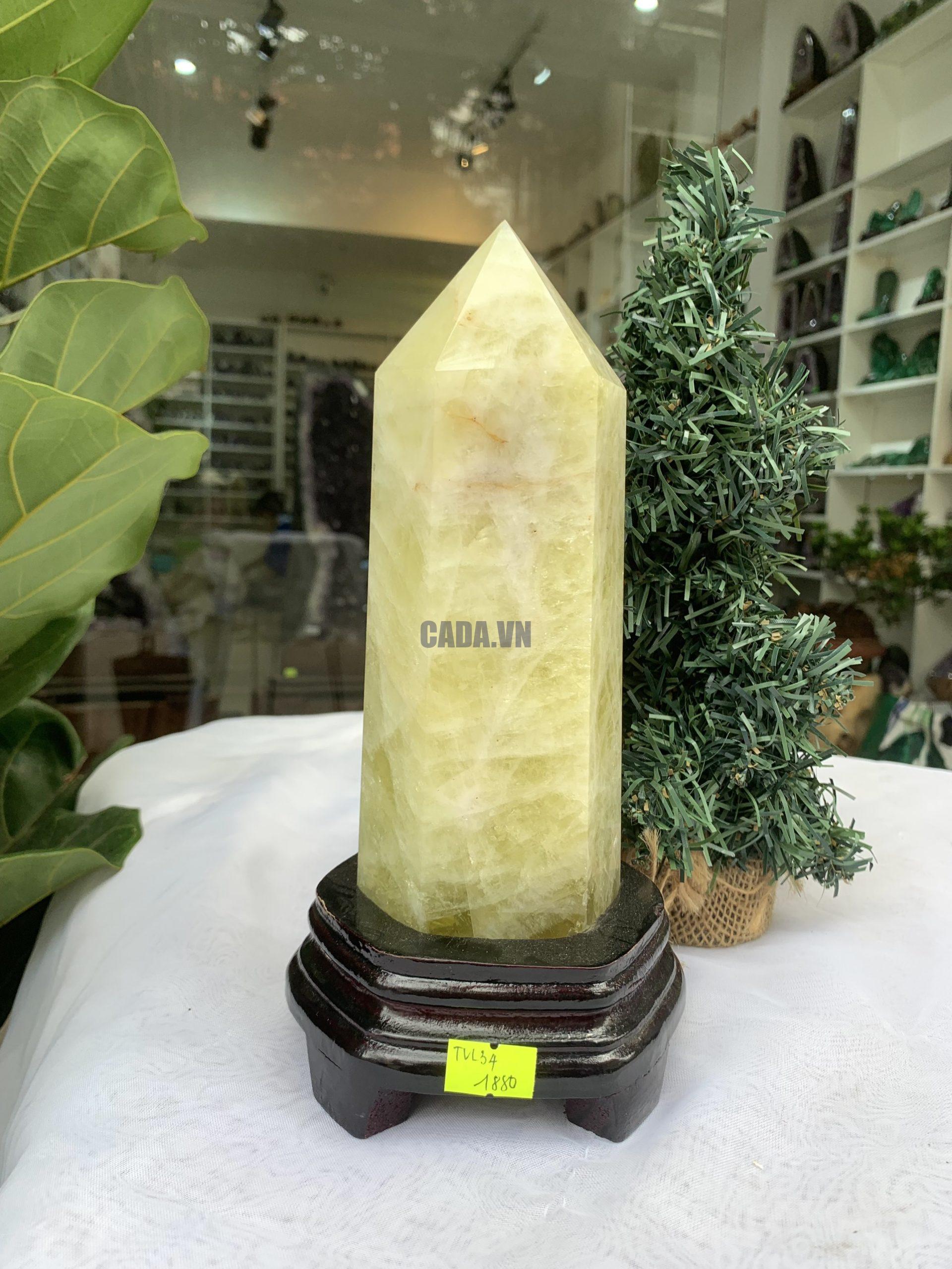 TRỤ ĐÁ THẠCH ANH VÀNG , KL:1,564 KG, KT: 23,6x8,5 CM (TVL34)