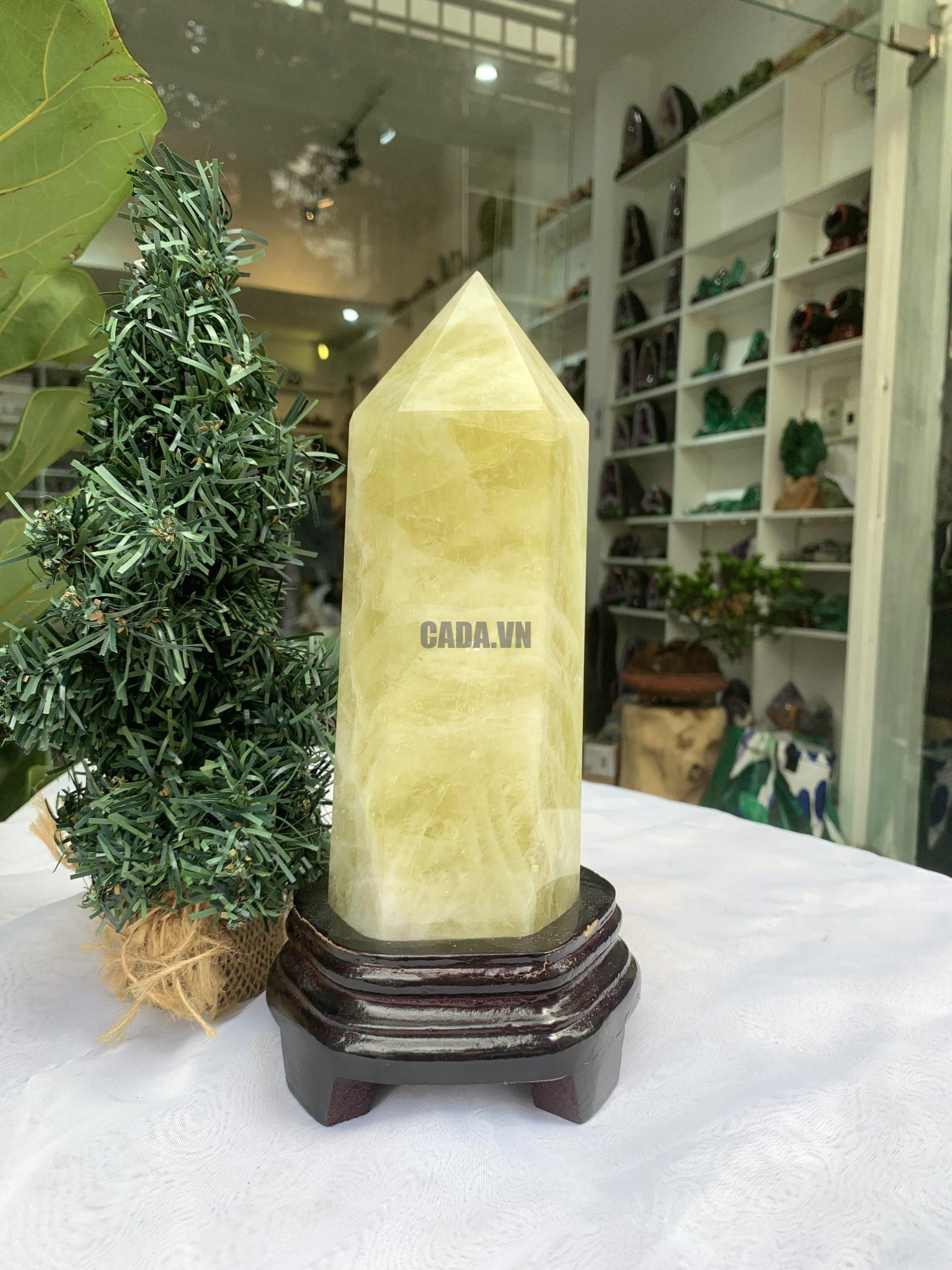 TRỤ ĐÁ THẠCH ANH VÀNG , KL:1,564 KG, KT: 23,6x8,5 CM (TVL34)