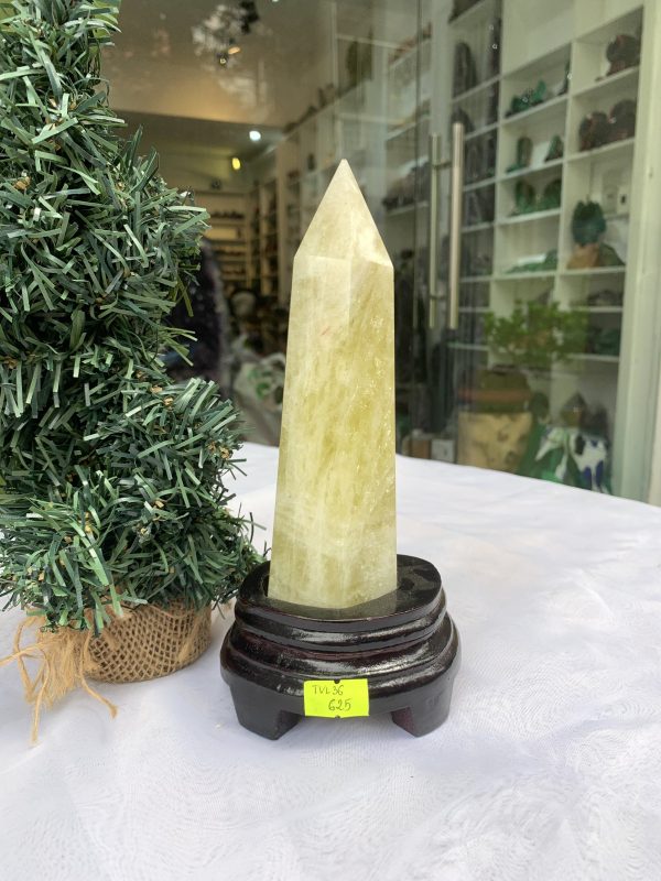 TRỤ ĐÁ THẠCH ANH VÀNG , KL: 0,52 KG, KT: 20x5.3 CM (TVL36)