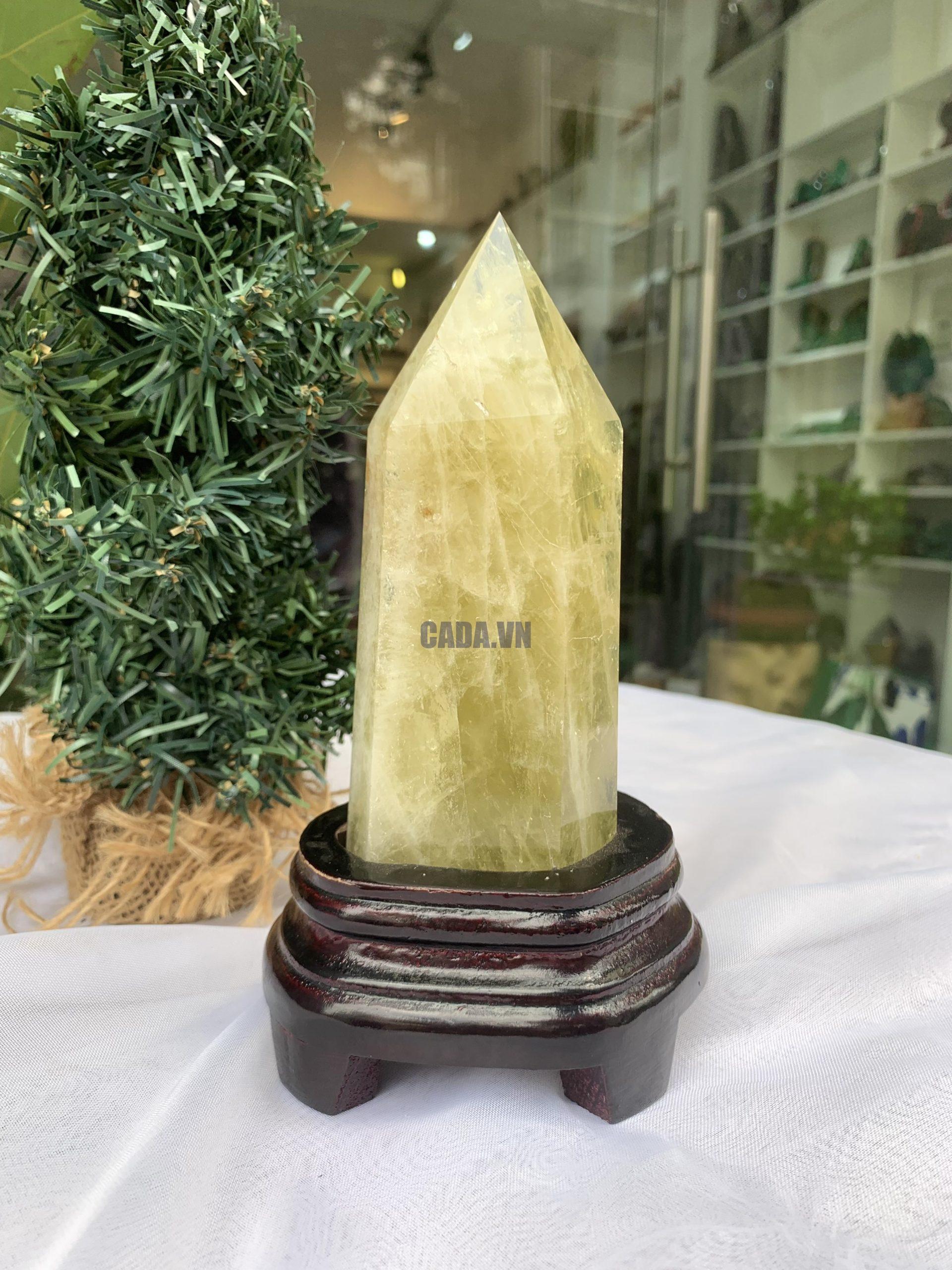 TRỤ ĐÁ THẠCH ANH VÀNG , KL:0,56KG, KT: 17,5x6 CM (TVL32)