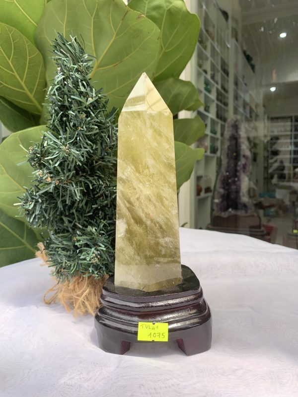 TRỤ ĐÁ THẠCH ANH VÀNG , KL: 0,894 KG, KT: 21,5x6,7 CM (TVL41)