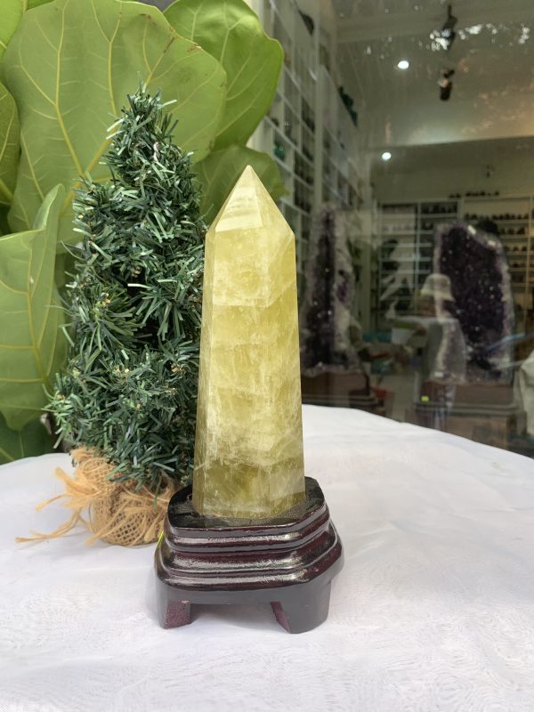 TRỤ ĐÁ THẠCH ANH VÀNG , KL: 0,894 KG, KT: 21,5x6,7 CM (TVL41)