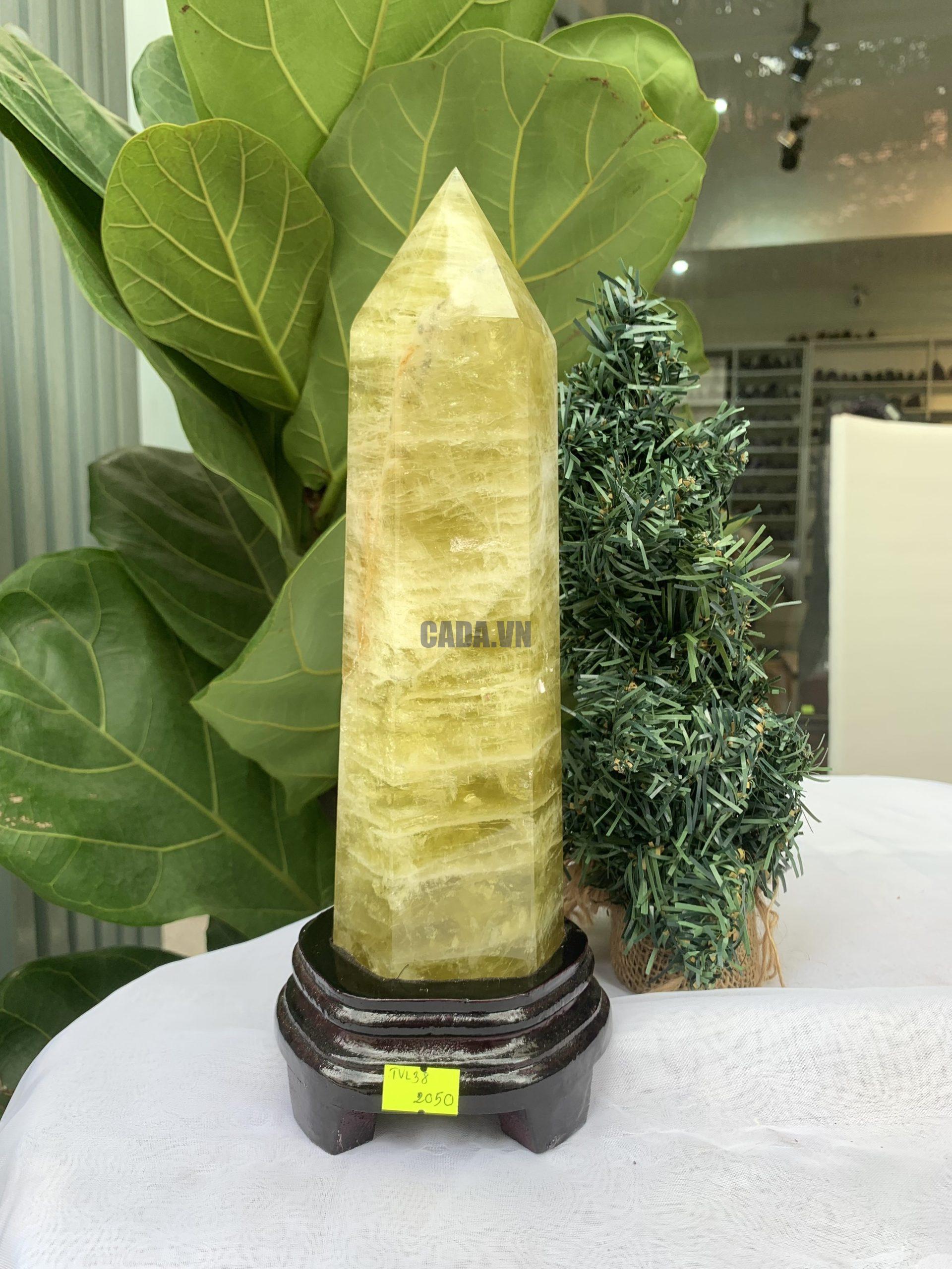 TRỤ ĐÁ THẠCH ANH VÀNG , KL: 1,708 KG, KT: 28,9x8,5 CM (TVL38) 